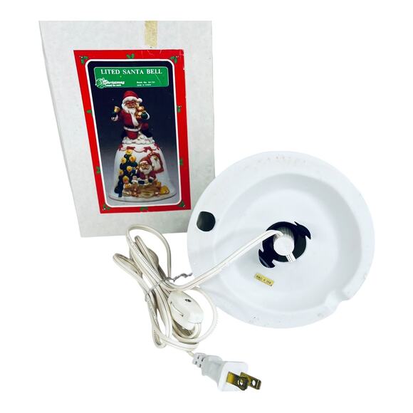 LIGHTED SANTA BELL Christmas Around The World Decoration Night Light Table Lamp - Picture 6 of 10